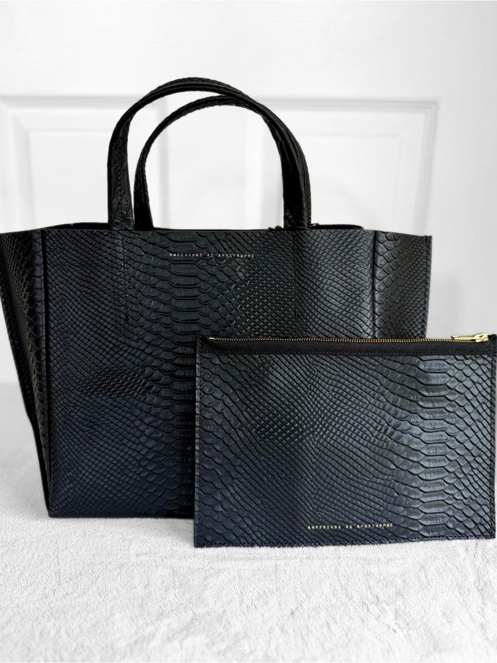 NWT Ampersand As Apostrophe Half Tote – Black Python – $538 MSRP (RARE)
